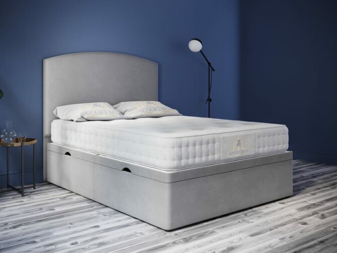 Safina Ottoman Bed Art Deco Headboard With Optional Mattress