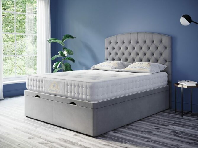 Safina Chesterfield Ottoman Bed Headboard With Optional Mattress - Ottoman Beds 