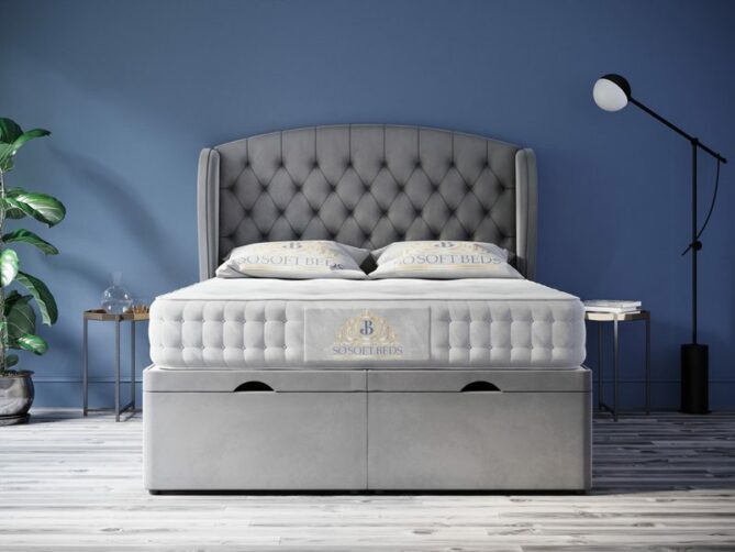 Safina Wingback Chesterfield Ottoman Bed