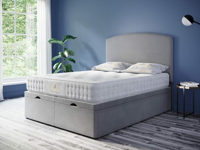 Safina Ottoman Bed Art Deco Headboard With Optional Mattress