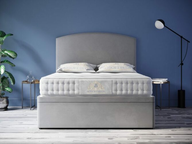 Safina Ottoman Bed Art Deco Headboard With Optional Mattress - Ottoman Beds 