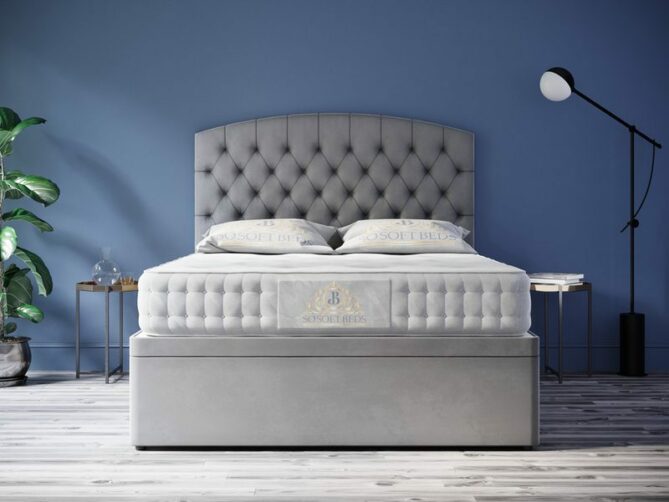 Safina Chesterfield Ottoman Bed Headboard With Optional Mattress - Ottoman Beds 