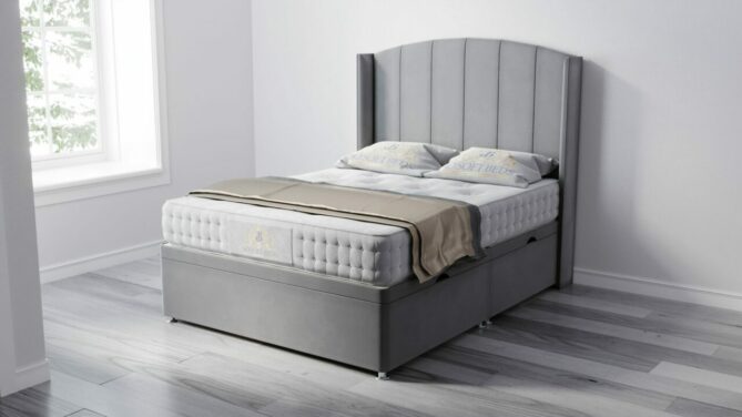 Deacon Wingback Ottoman Bed With Optional Mattress - Ottoman Beds 